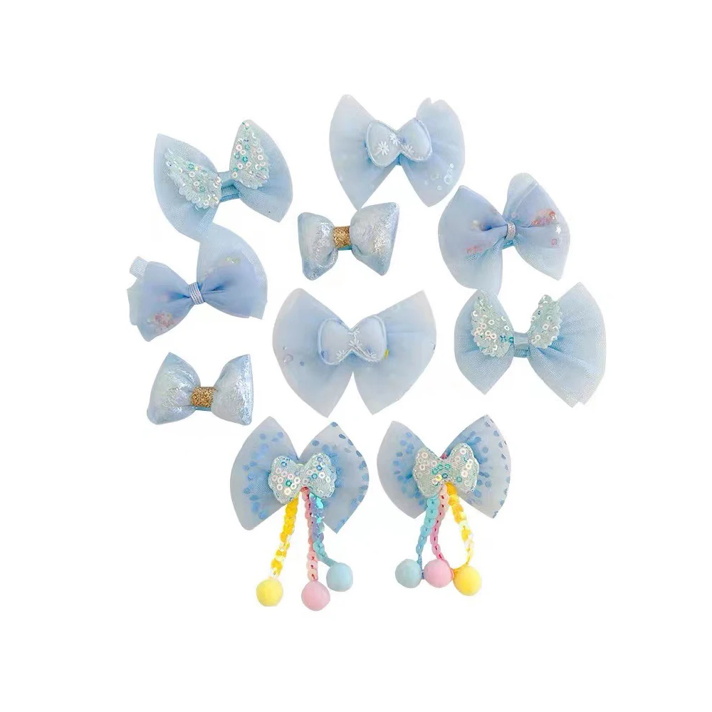 [10-Piece Set] Children\'s Bow Hairpin New Cute Princess Girls Broken Hair Bangs Clip Baby Hair Accessories Wholesale