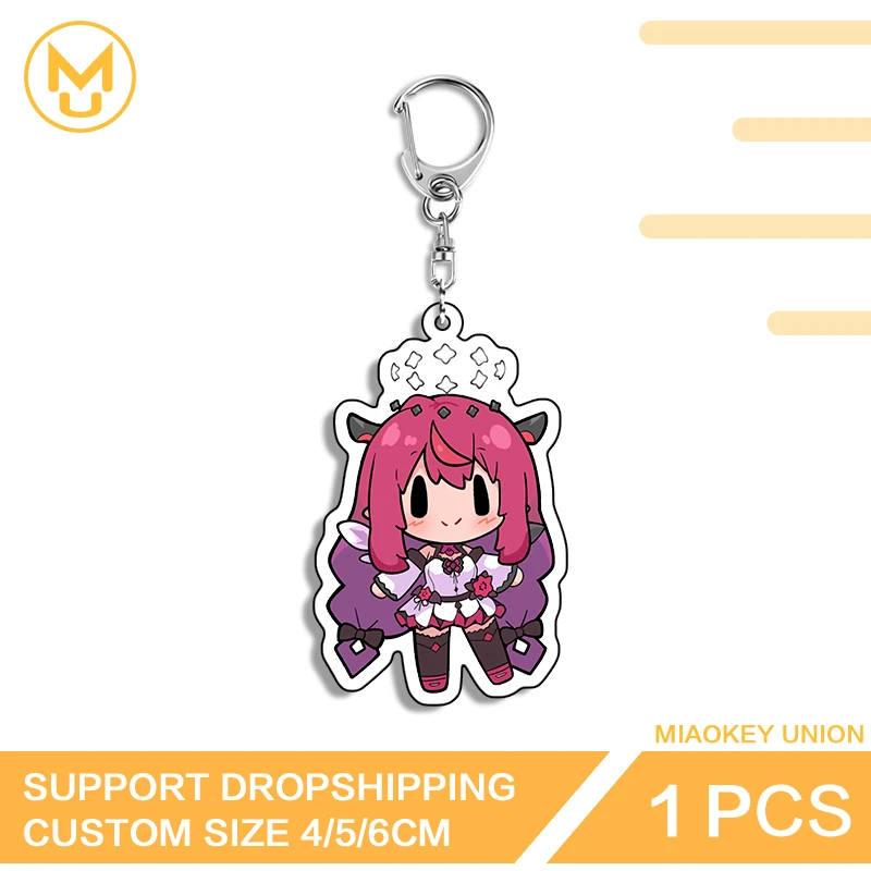 Hololive Girl Stainless Steel Chain Lively Amusing Acrylic Key Holder HD Pattern Hot Selling Unique Jewelry DIY Decoration