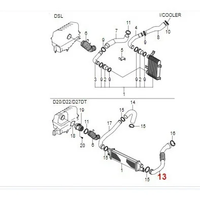 High Quality Auto Parts Intercooler Pipe OE 2375008402 For South Korea SsangYong Rexton
