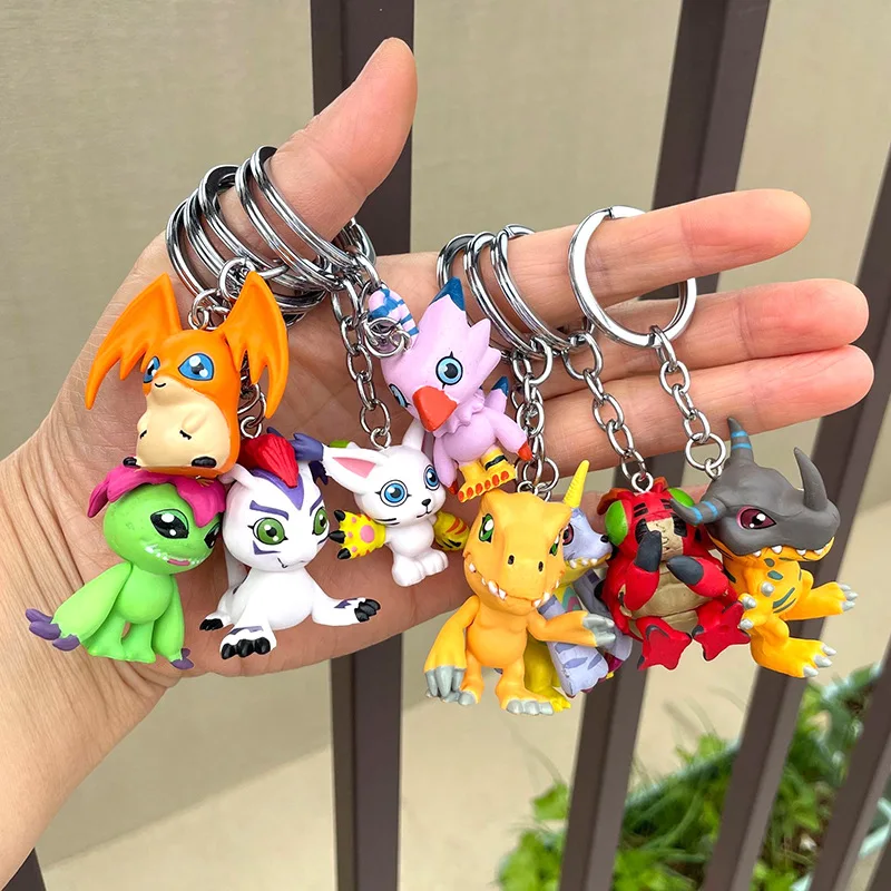 

9Pcs/Set Digimon Adventure Keychain Agumon Tailmon Gabumon Piyomon Tentomon Palmon Patamon Bag Pendant Action Figures Model Toys