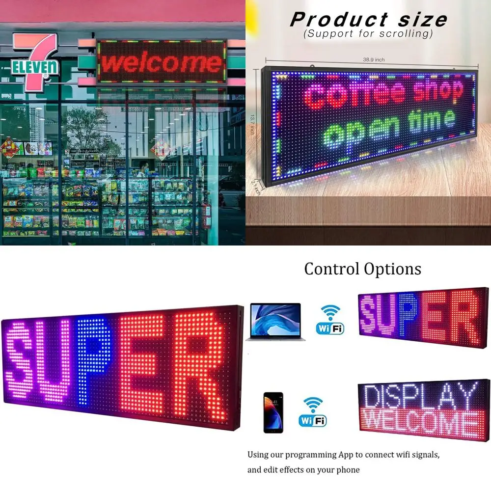 39x14 Outdoor Full Color LED Display Board with Scrolling Text, Images, and Video for Store Advertising