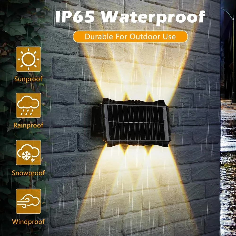 Imagem -03 - Outdoor Solar Wall Washer Led Light Impermeável para Cima e para Baixo Iluminação Luminosa Varanda Jardim Luzes de Decoração