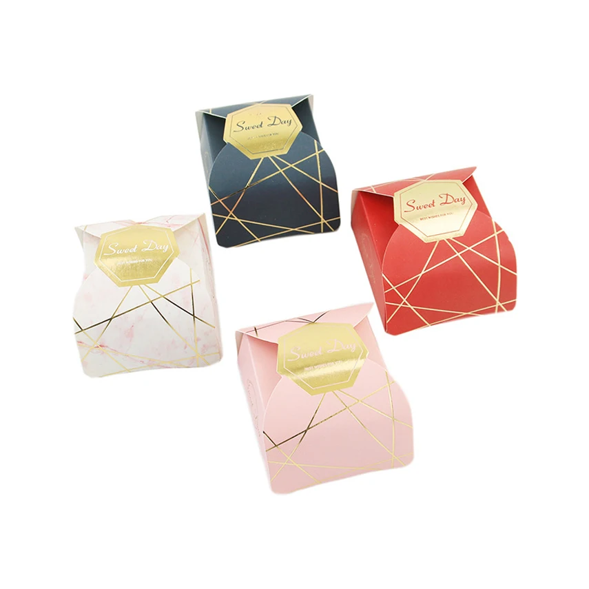 

Ins Creative bronzing geometry pattern wedding candy box Gift bags for Party Chocolate box packaging/ Wedding Favours candy Box