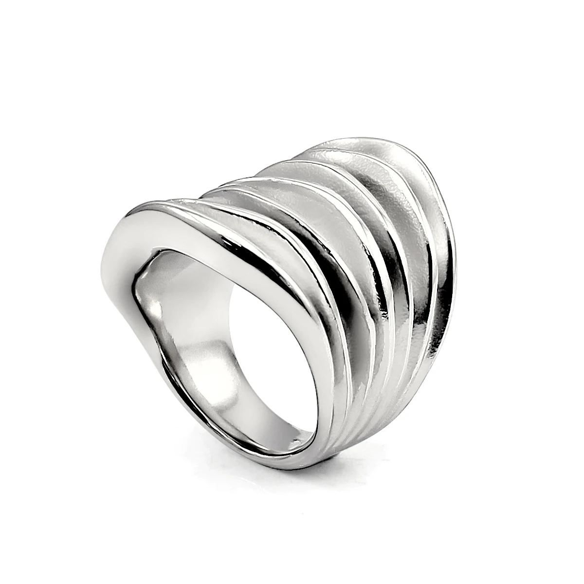 New Irregular Woven Winding Closure Ring Waterproof Silver Color 316L Stainless Steel Accessories 18K Gold Plated Jewelry Gift
