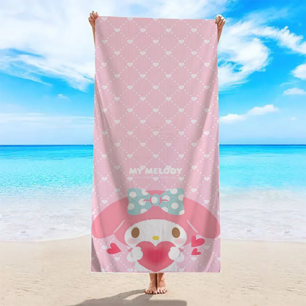 

Pink My Melody Beach Towel by the PoolMicrofiber terry bath towels for yoga, travel, swimming, fitness and camping