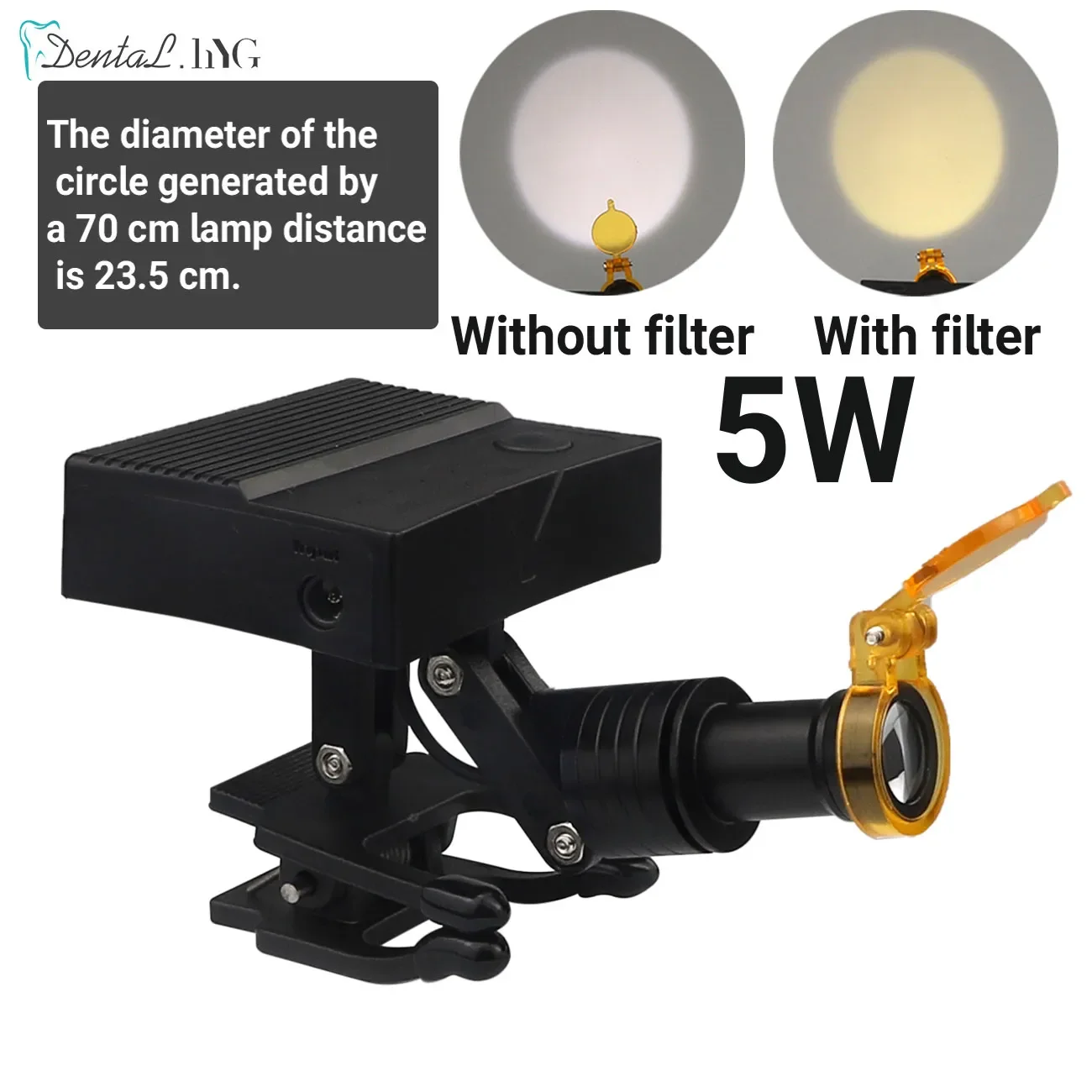 Lupa stomatologiczna bezprzewodowy przenośny 5W LED reflektor reflektor z filtrem optycznym dla dentysty chirurgiczne głowy światła regulacja