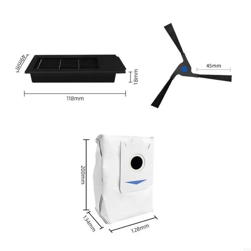 918D Vacuümreiniger dweilkussentjes zijborstels Plastic Materiaal Vacuümreiniger Filters Stoffzakken voor X2Pro