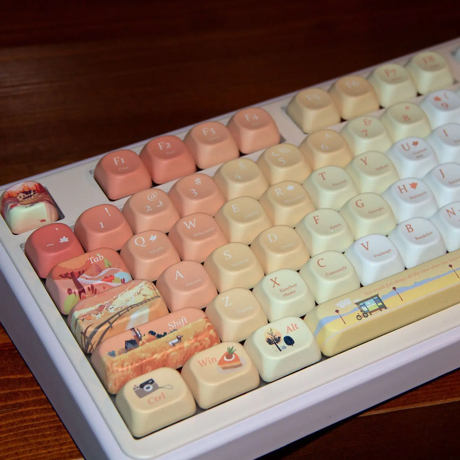 

Ta Qiufeng's original side engraving is impervious to mechanical keyboard keycaps, all five sides of hot sublimation