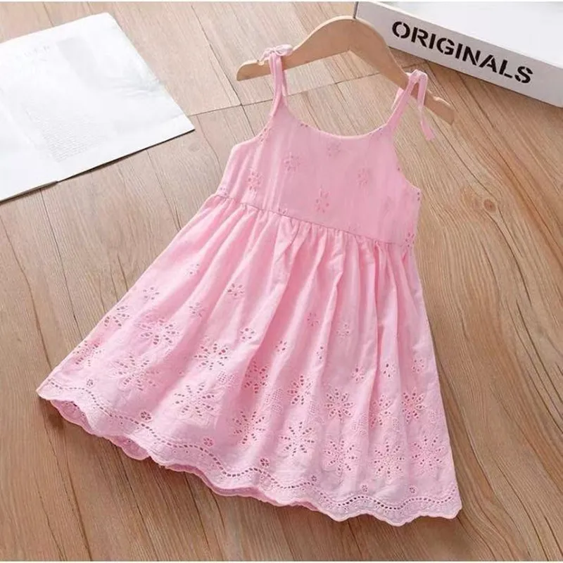 

New Girls Lace Dress Summer Children's Clothing Slip Dress Skirt Hollow out Princess Tutu Party Clothes 2-6 Years Kids Clothing