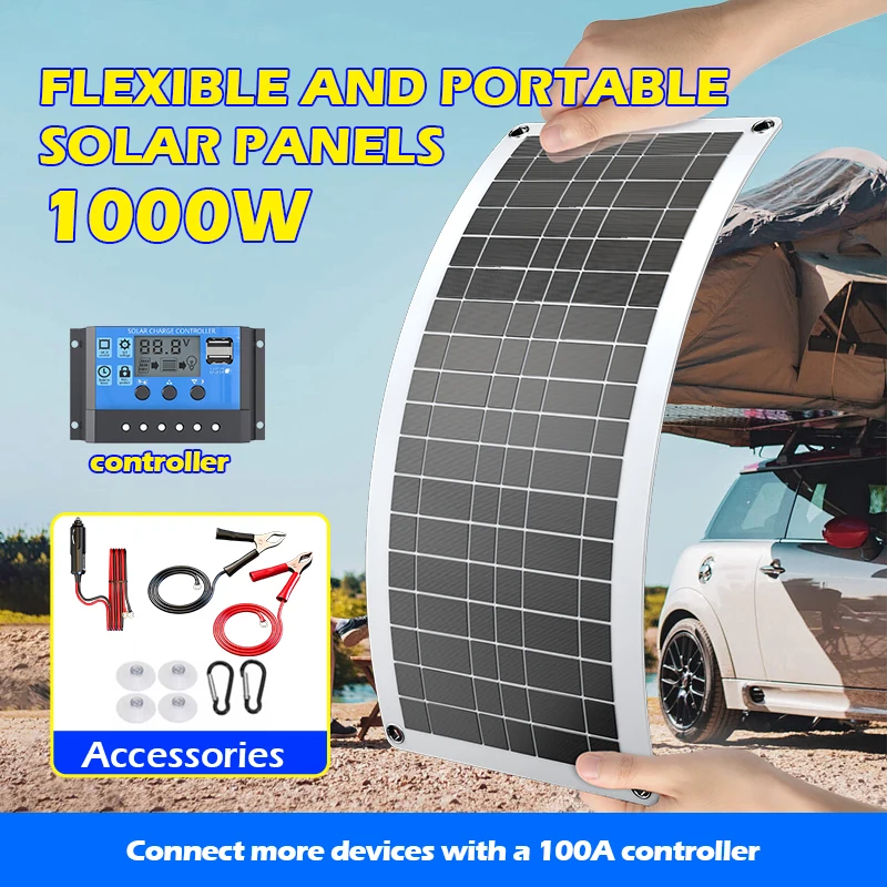 1000W zonnepaneelset 12V met 1 - Usb Charger Dynamo recensie en prijs