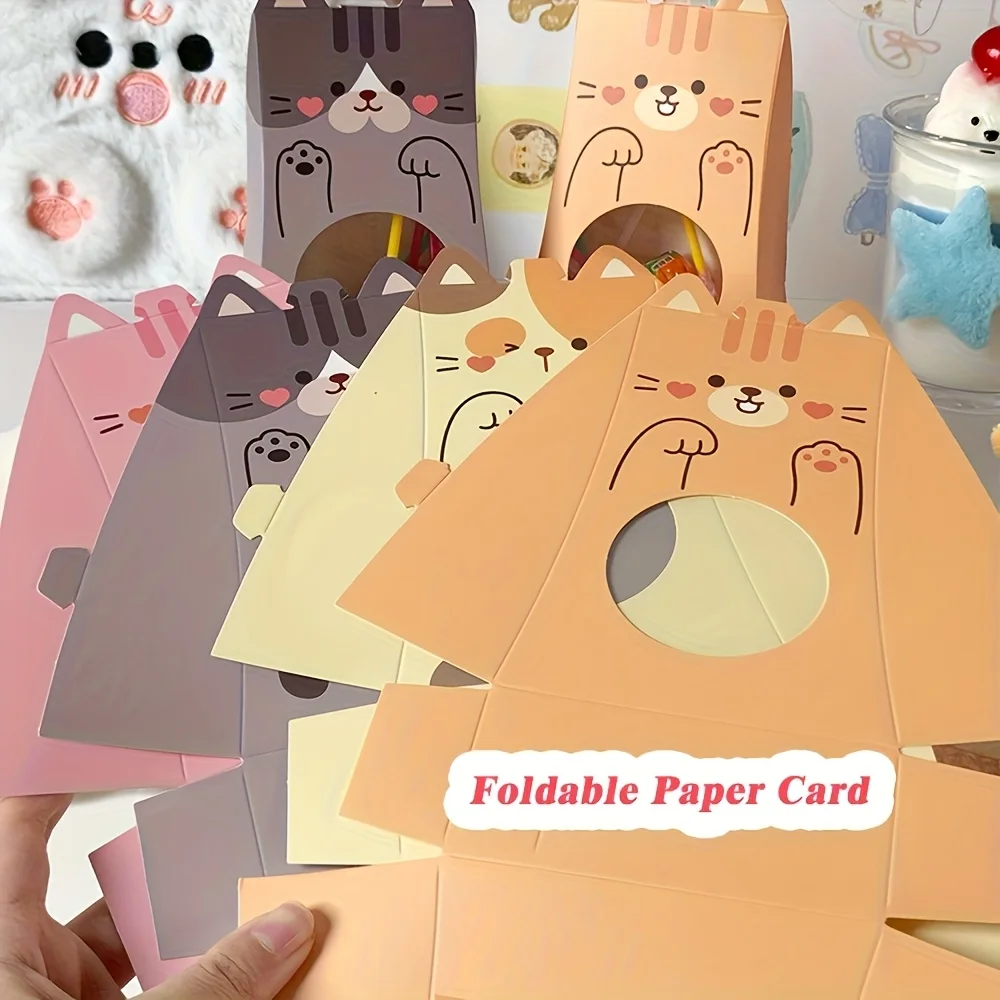 Niedliche Katzenförmige Papier-Geschenkboxen, Langlebiges Fenster-Hohldesign, für Feiertagspartys, Geburtstage, Schulveranstaltungen, Robuste Konstruktion. – Detail 3