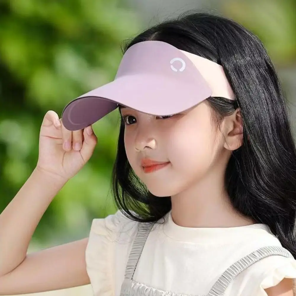 

Fashion Contrast Color Kids Sun Hat Seamless Wide Brim Empty Top Cap UV Protection Adjustable Beach Hats Outdoor