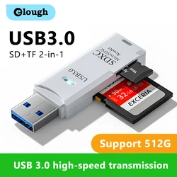 Elough 2 in 1 USB3.0 Card Reader Micro sd card Reader usb adapter High Speed Cardreader TF Memory card For PC Laptop Accessories
