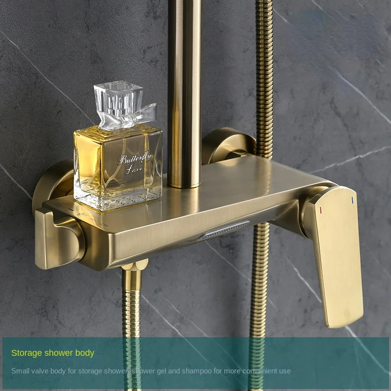 Luxury Gold Shower System with Bathroom Pressure Boosting and Hidden Shower Set