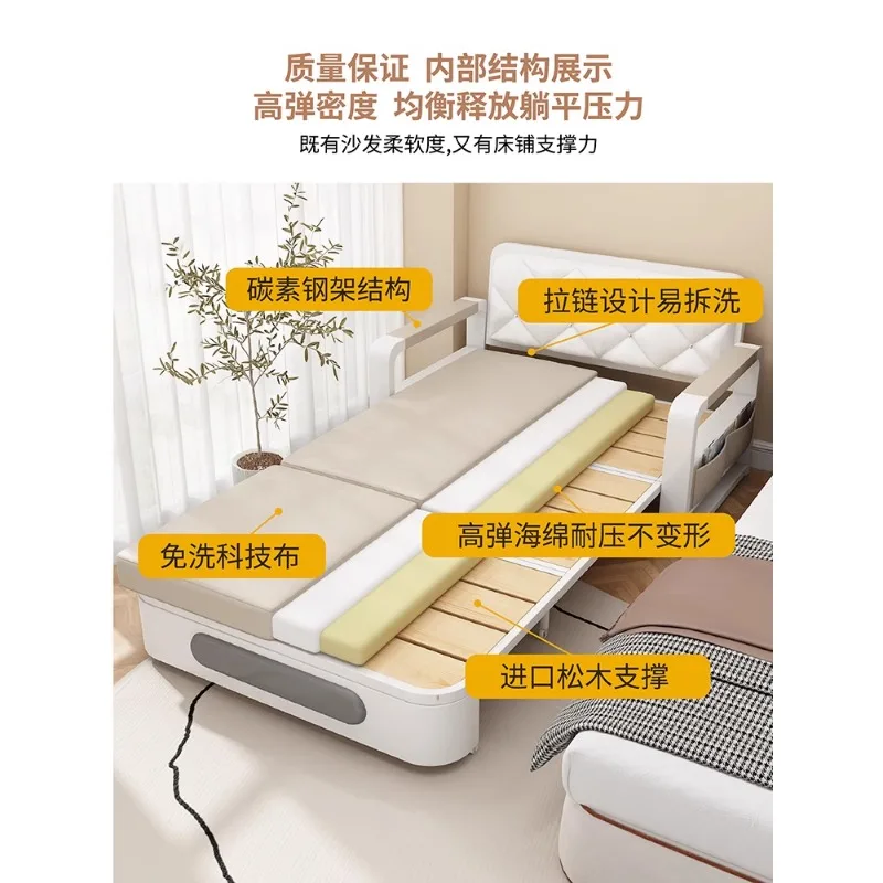 Sofa bed dual-purpose folding small apartment multi-functional balcony push-pull bed household living room pull-out single doubl