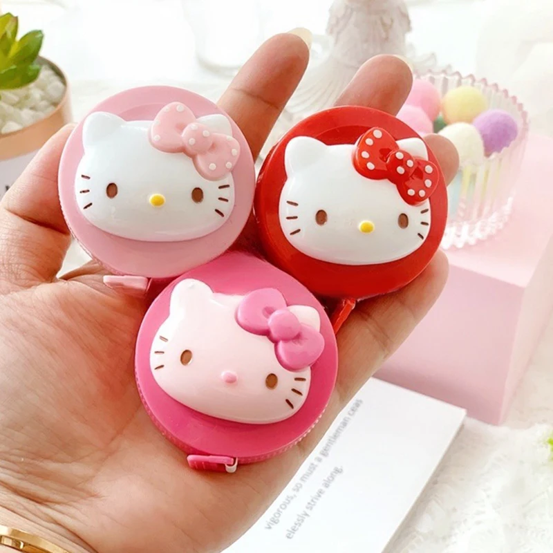 Kawaii Hello Kitty Self-Telescoping Tape Mini Portable Soft Ruler Measuring Tape Measuring Clothes Waist Circumference Tools