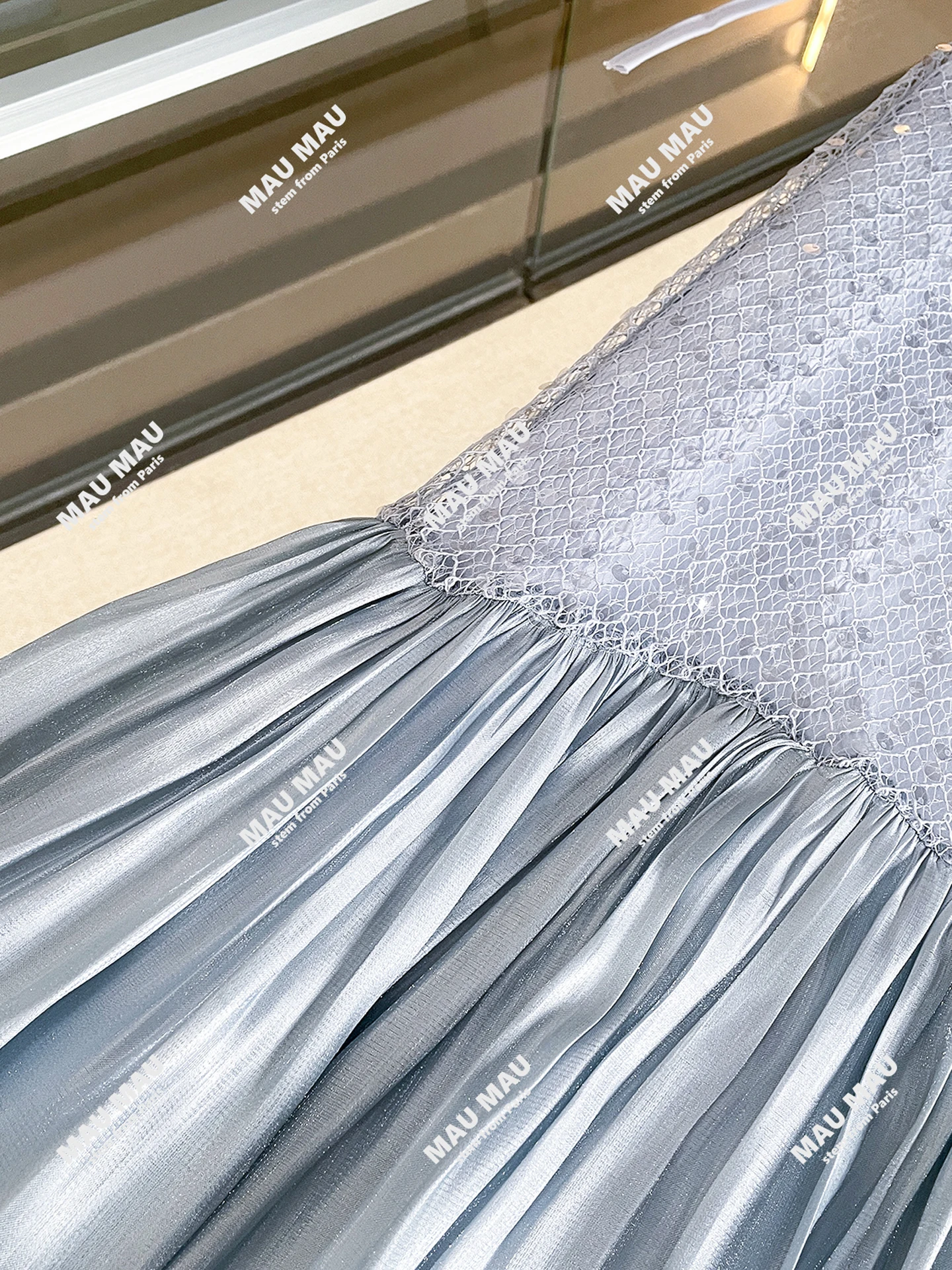 South Oil High-End Donna Estate Fre Pearl Flower Fly Sve Dr Pendolarismo Semplice Vita alta Bright Tead A-Line Lungo Dr