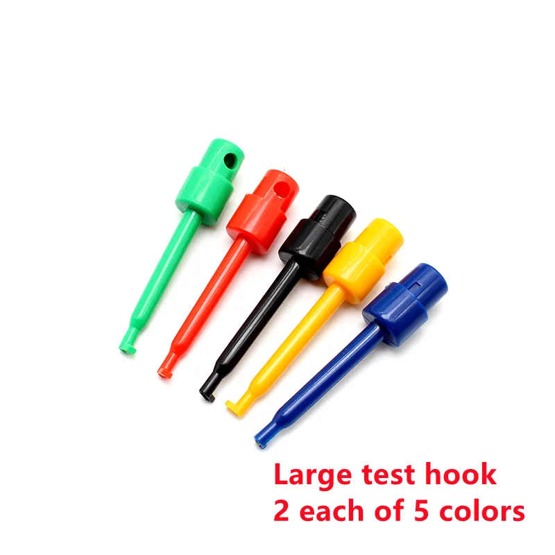 10Pcs Large / Small Test Hook Clip Test Probe for Electronic Testing IC Grabber Round Crocodile Clip Hook Test Clip Color Mix