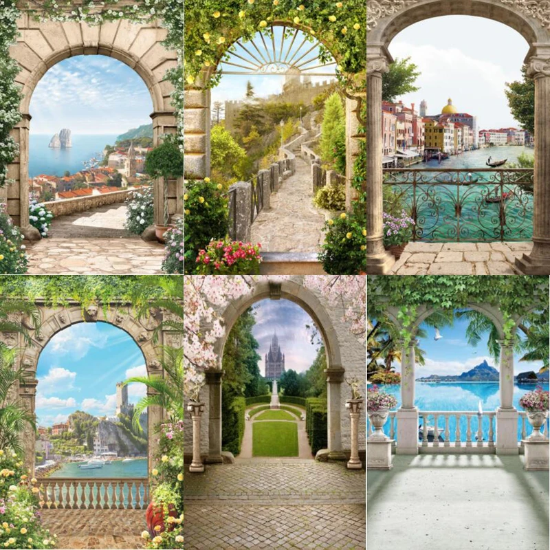 Photography Backdrop Natural View Old Town River Italy Venice Scenic Sunny Day Photographic Background Banner For Photo Studio