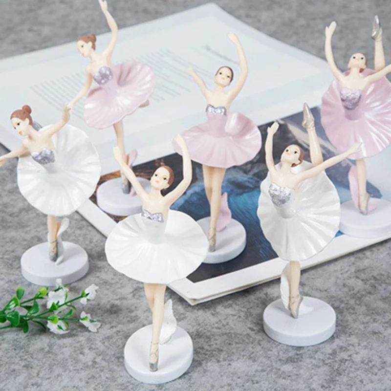 3 Pcs Ballet Girl Cake Toppers with Base Miniature Figurine Toys Figurines Playset Cake Decoration C66