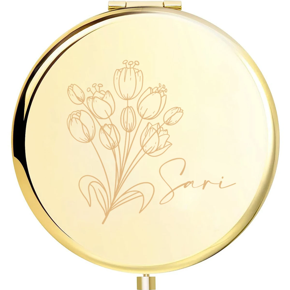 1pc dessin animé fleur ronde texte personnalisé cercle miroir maquillage miroir pliant miroir cadeaux d'invité de mariage cadeaux d'anniversaire