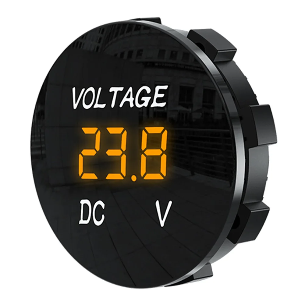 DC 5V-48V LED Mini Motorcycle Panel Digital Voltmeter Voltage Gauge Meter Battery Capacity Display Volt for Car Boat Marine