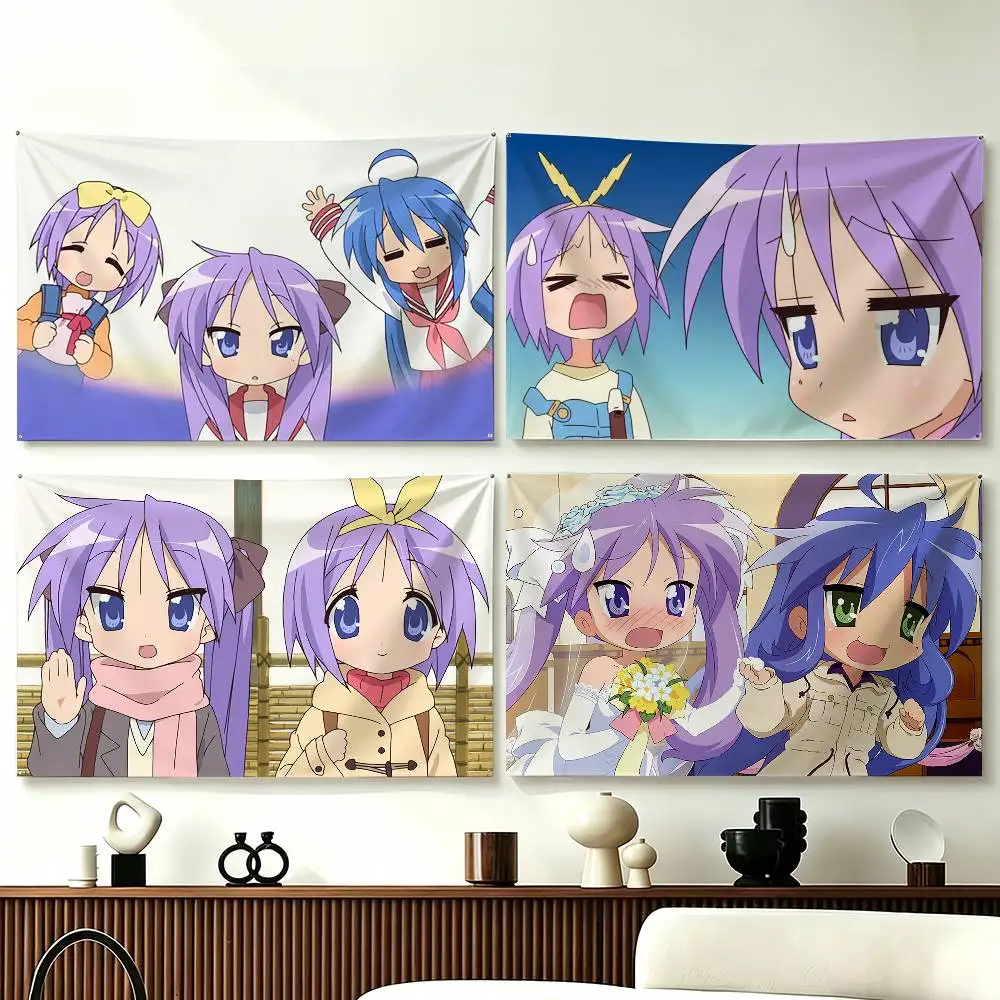 Kagami Hiiragi Anime L-Lucky Star Girl Flags Wall Hanging Tapestry Outdoor Garage Room Decorative flag Background Blanket