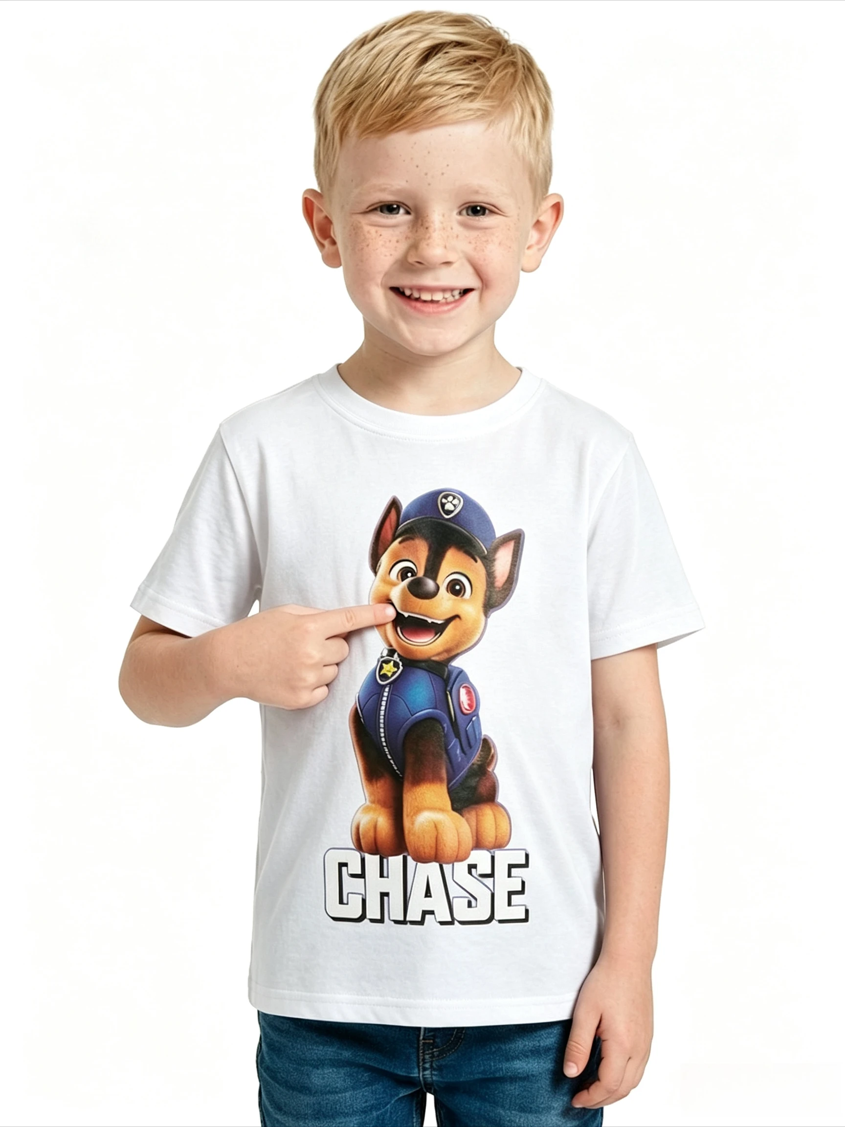 Paw Patrol Chase Pattern T-shirt Children's Cartoon Police Dog Chase Letter Printed Casual Children's Daily Birthday Gift