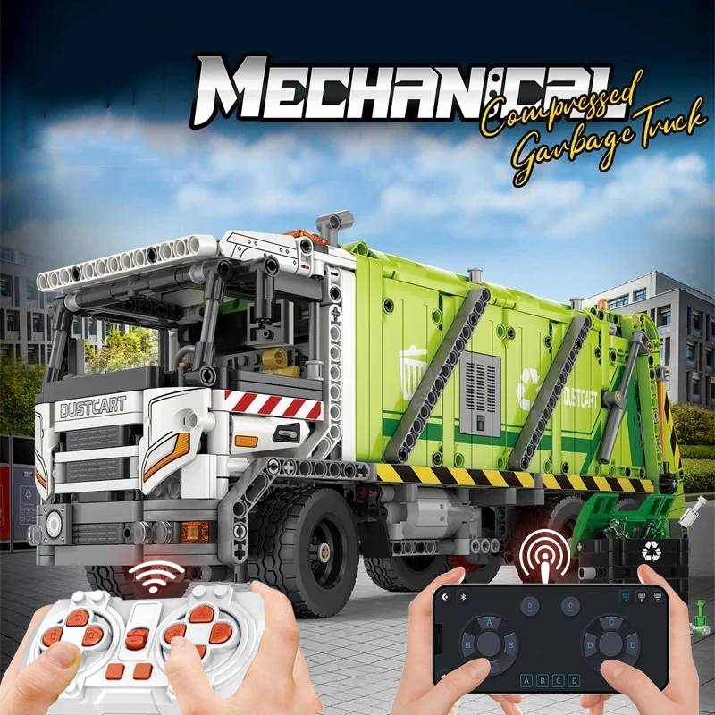 

1468PCS Remote Control Compressed Garbage Truck Building Blocks City Sanitation Technical RC Car Bricks Kids Toys Christmas Gift