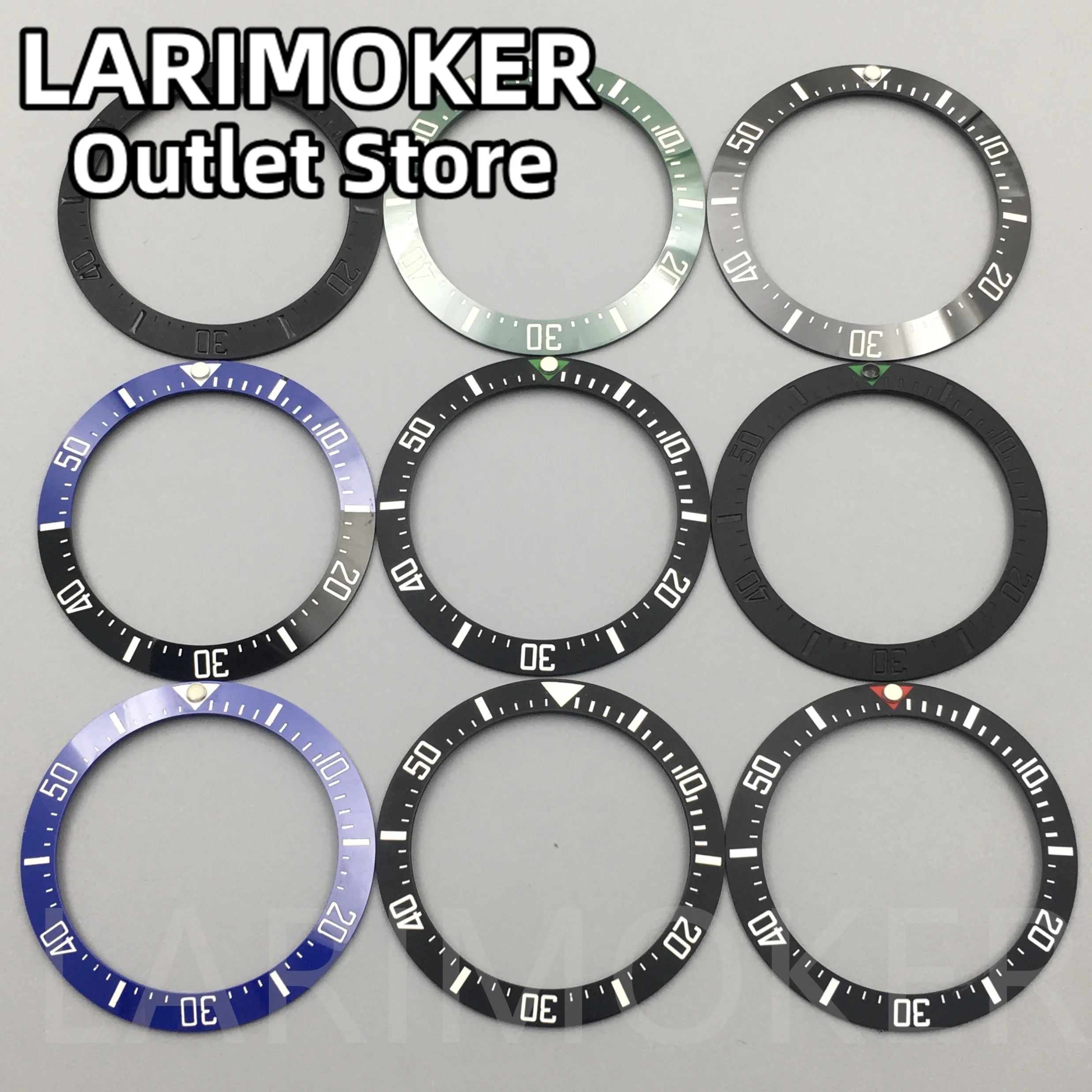 Larimoker-セラミック時計ベゼル,時計部品,アクセサリー,緑,黒,青,直径40mm x 32mm