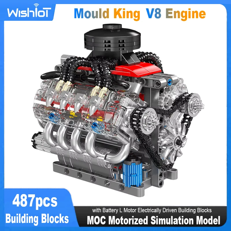 전동 시뮬레이션 모델 전기 드라이브 빌딩 블록, 기술 자동차 부품, 장난감 선물, Mold King V8 엔진 10171 LSX454