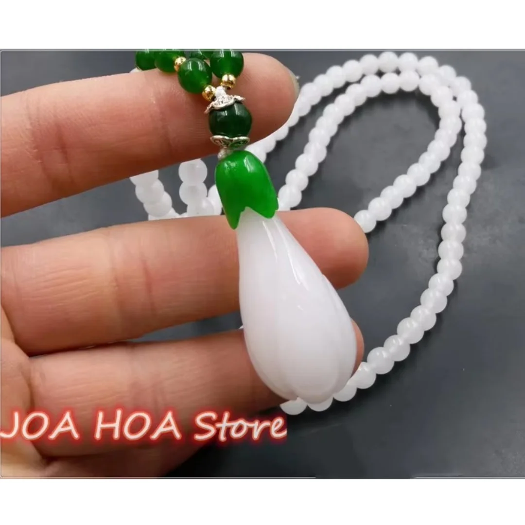 

Новый натуральный Hetian белый цветок магнолии кулон свитер цепочка золотой шелковый нефритовый ожерелье изысканные ювелирные изделия