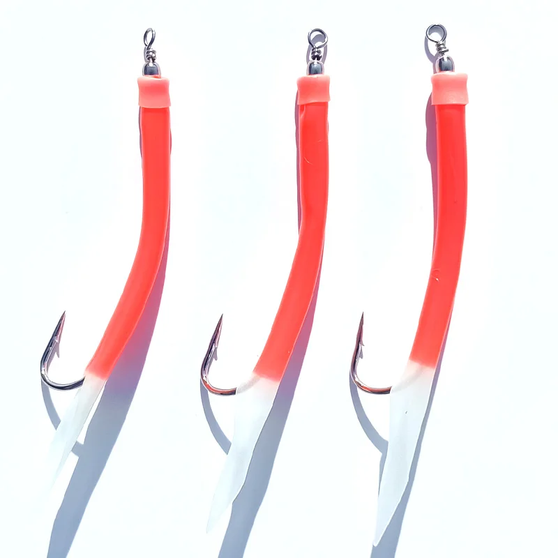 5pcs Luminous Glow Red with flasher Codfish Cod poloc Tuna Fishing Sea rig Sabiki sea fishing rigs sea fishing hook boat fishing