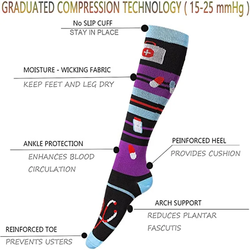 New Compression Socks for Leggings Breathable Running Pressure Soccer Adult Socks Korean Edition Network Pressure Nurse Socks