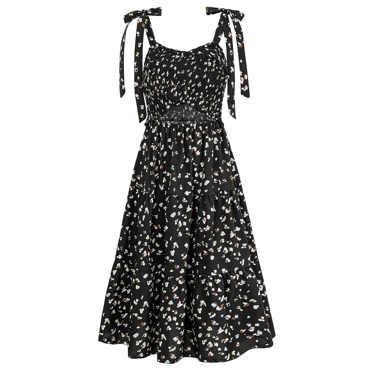 女性のサマードレスカジュアル V ネック花柄サンドレス A ライン流れるビーチドレス