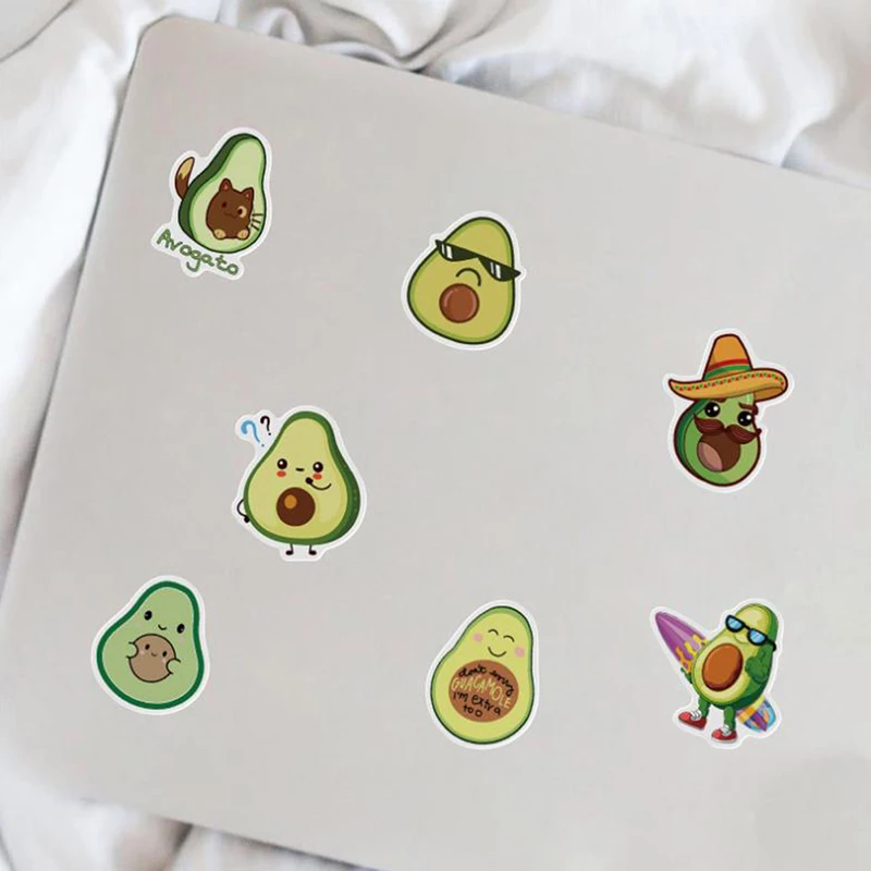 Heißer Verkauf 50pcs Cartoon Avocado Aufkleber Gitarren koffer Laptop Helm Graffiti Aufkleber