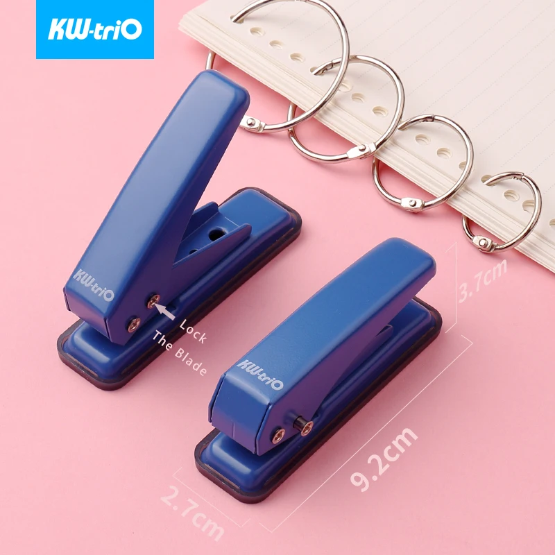 KW-triO Single Hole Punch Portable Punching Machine 1-hole Metal Paper Puncher Paper Cutter Planner Notebook Offices Stationery