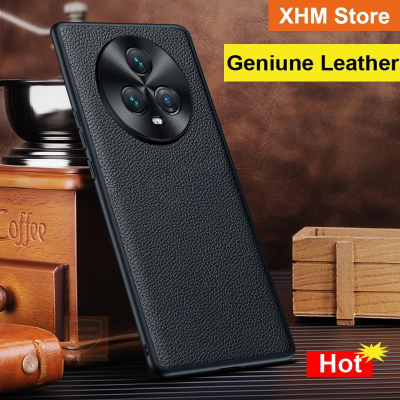 

Luxury Geniune Leather Phone Case For Honor Magic5 Pro Magic 5 Real Cowhide Case For Honor Magic 5 Pro Ultimate Back Cover Shell