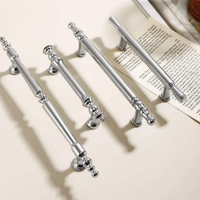 

Modern minimalist French handles, wardrobes, cabinets, drawers, furniture hardware silver high-end handles