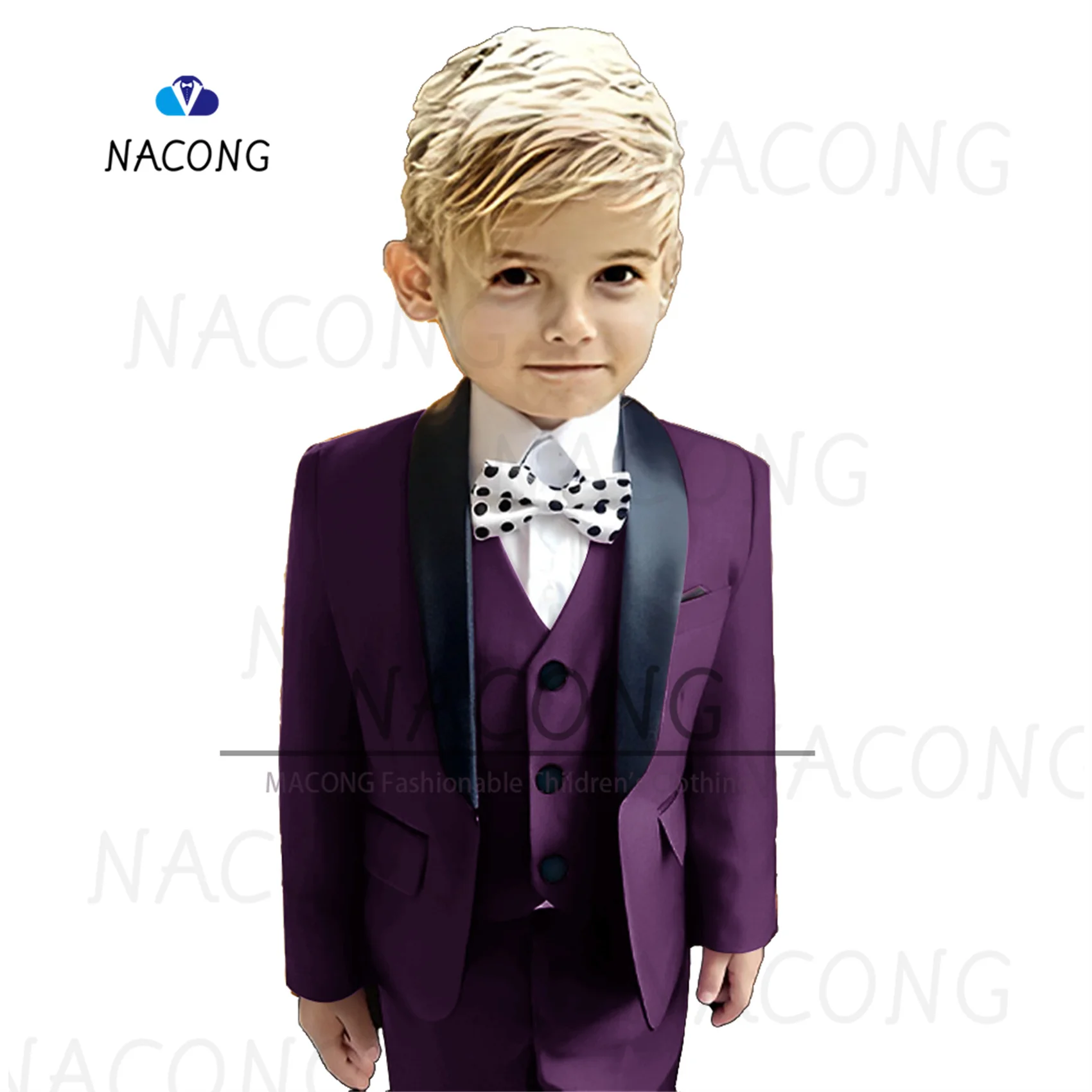 Boys Suit 2-16 Years Old Slim Fit Tuxedo 3-Piece Suit For Weddings And Celebrations