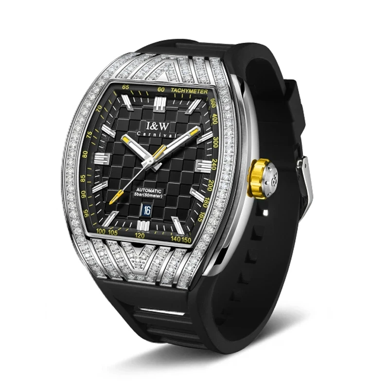 IW كرنفال الحركة التلقائية ساعات المعصم الميكانيكية ملحقاتها الياقوت مرآة تونيو مضيئة مقاوم للماء ساعة رياضية للرجال