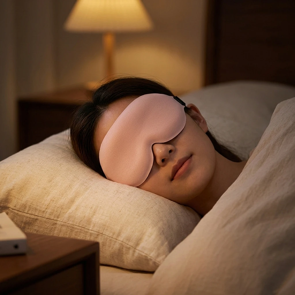Travel Sleep Mask 3D Blackout Eye Cover for Men Women Memory Foam Light Blocking Nap Mask for Office Flight Home Sleep view 5