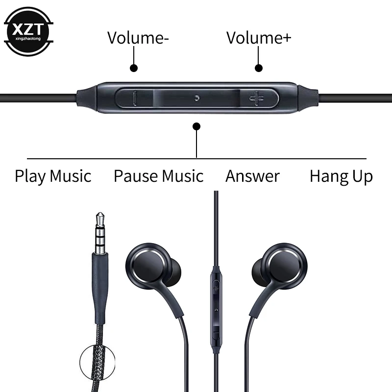 Проводные наушники-вкладыши с микрофоном и регулировкой громкости для Samsung 3,5 мм