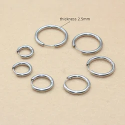 1 Pair Men And Women Thick 2.5mm Stainless Steel Brief Circle 8mm 16mm 20mm Hoop Earrings No Fade Allergy Free