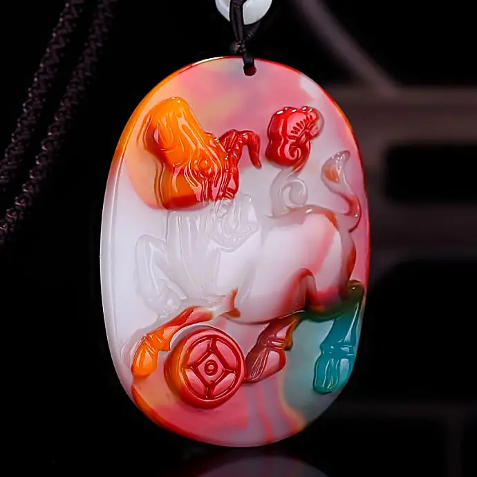 

Xinjiang Hetian Jade Color Jade Born Xiao Niu Pendant for Men and Women Lucky Cow Pendant Necklace