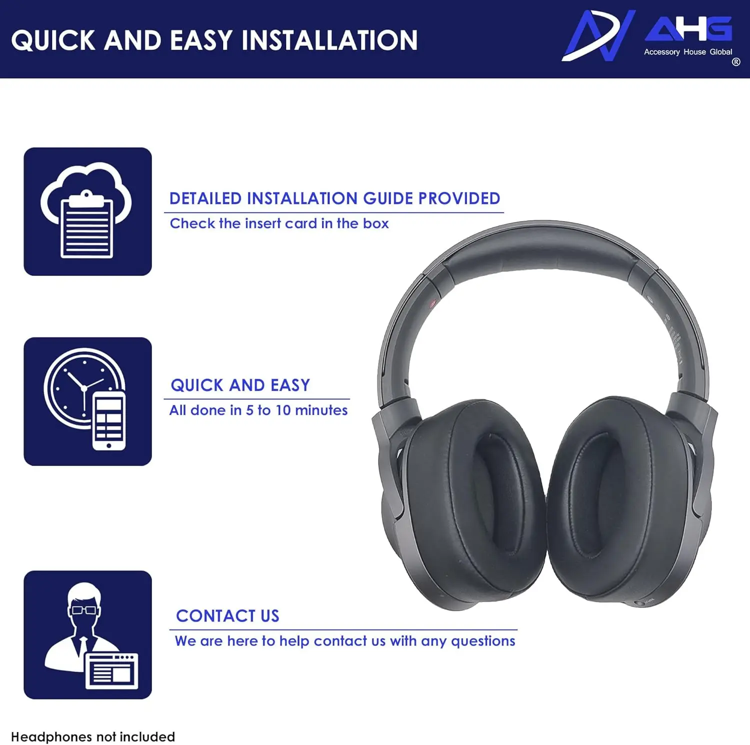 MDR-100ABN Premium Wymienne wkładki douszne WH-H900N/poduszki do uszu MDR-100ABN kompatybilne z Sony WH-900N i Sony MDR-100ABN