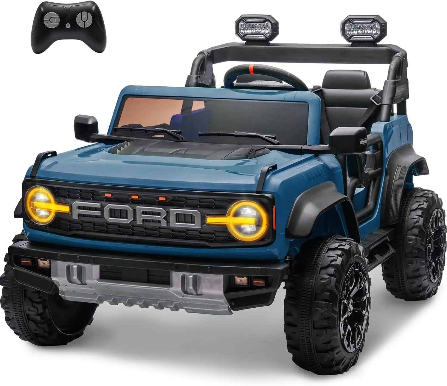 

ENYOPRO 2 Seater Ride On Car for Kids, 24V Licensed Ford Bronco Raptor Electric Power Ride On Truck Toy with Remote Control, 4 W