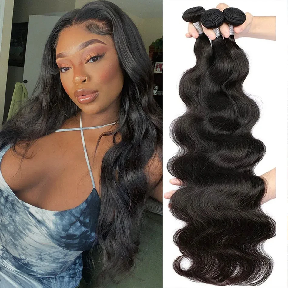 لافينو 26 28 30 بوصة 3 قطعة حزم موجة الجسم شعر الإنسان فضفاض الجسم موجة حزم الشعر الخام 100% خصلات الشعر المستعار الإنسان الشعر البرازيلي #2