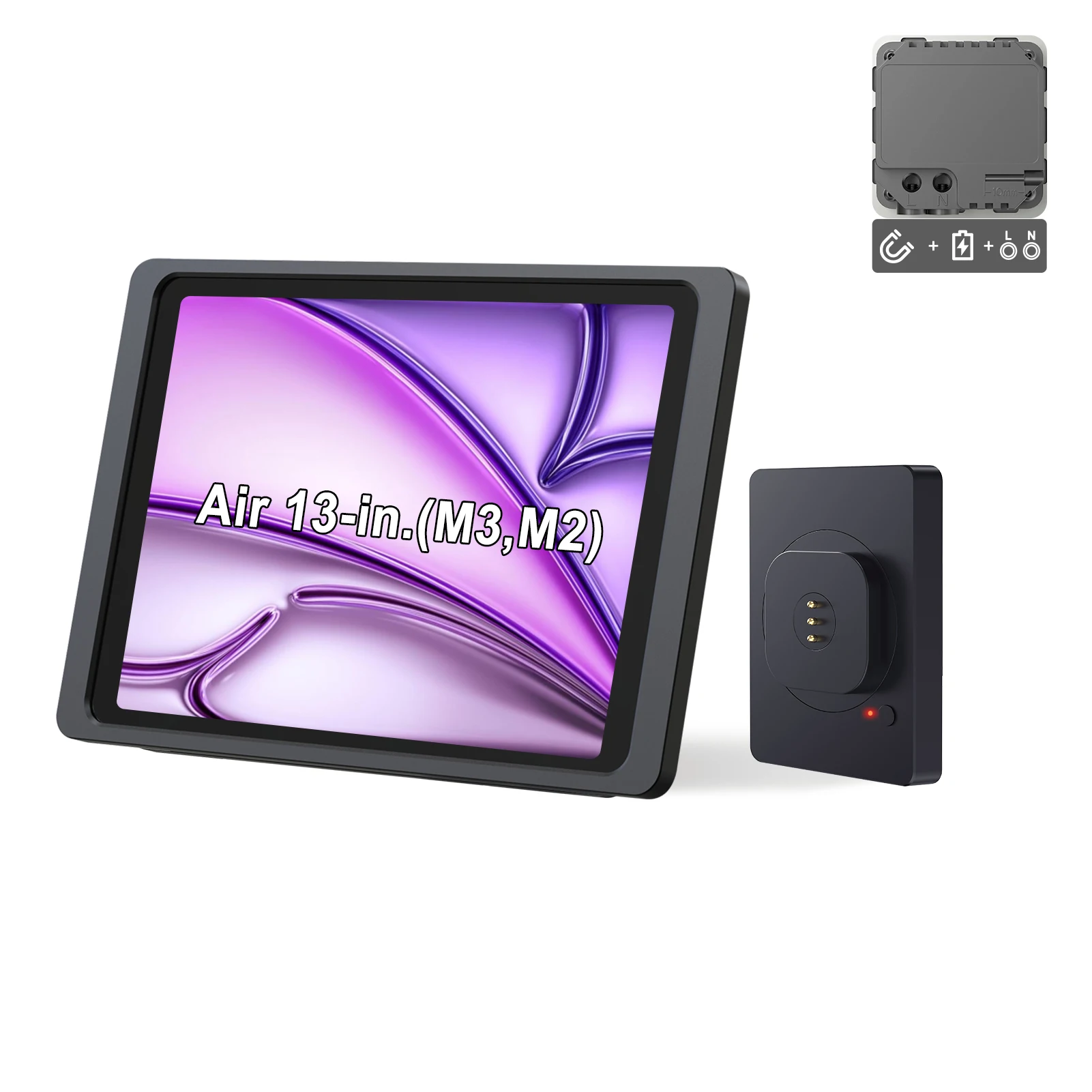 

EMONITA 18W Wireless Wall Mount Magnetic Charger iPad Stand for iPad Air 13in (M2/ M3) 118mm Holder Strong Magnetic 360 Rotation