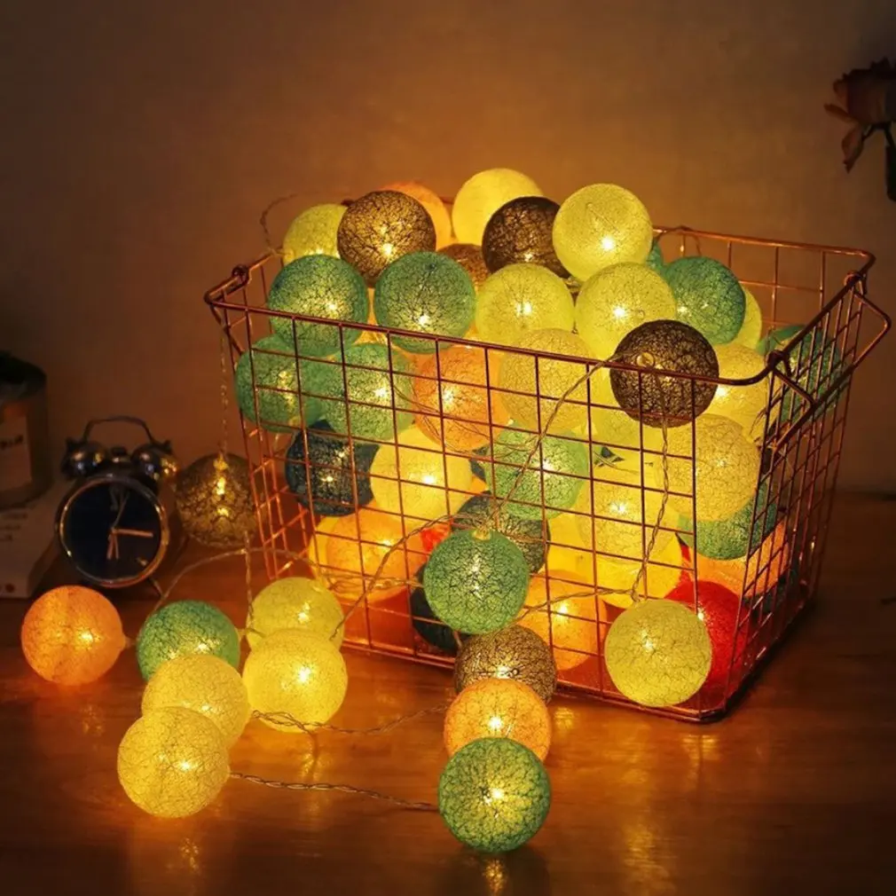 ICOCO – guirlande lumineuse LED boule de coton, boîte à piles, décoration de noël, arbre de noël, ameublement de la maison